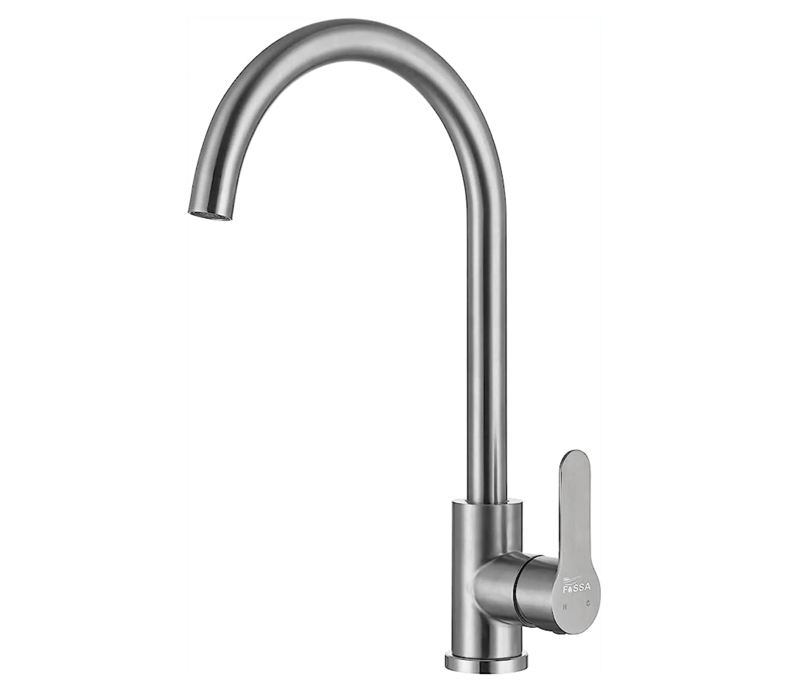 Fossa High Pressure Kitchen Faucet 360° Swivel, Stainless Steel Kitchen Faucet, Kitchen Mixer Tap with High Spout-257mm J bend (Silver)-0