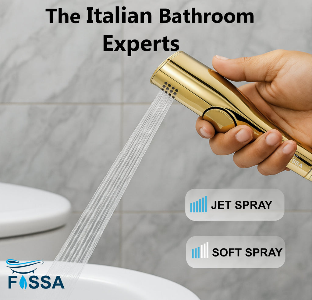 Fossa Italian Collection Heath Faucet Handheld Bidet Sprayer for Bathroom | Cloth Diaper Sprayer for Toilet | Health Faucet with 1 Mtr Hose Pipe, Hook | Chrome Finish (AQUAelite Gold)-1