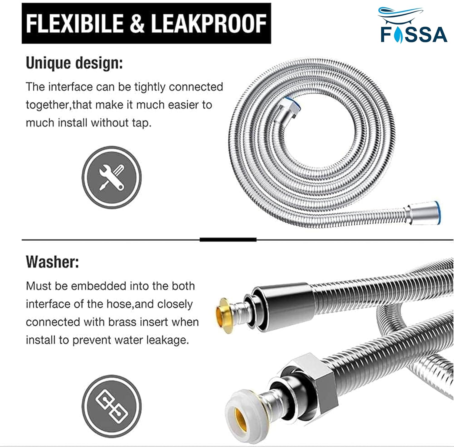 Fossa Mini Conti Hand Held Bidet Sprayer – ABS Plastic Health Faucet for Toilet with 1 Meter Premium Stainless Steel Hose Pipe & Hook | Chrome Finish Silver-4