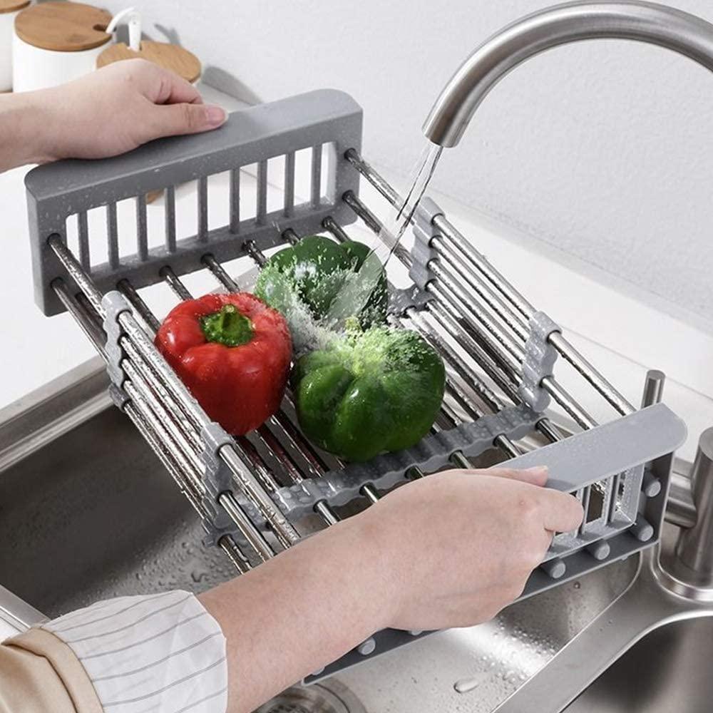 Fossa 20 Inch Sink Strainer Drain Telescopic Drain Basket with Adjustable Kitchen Drain Basket-0