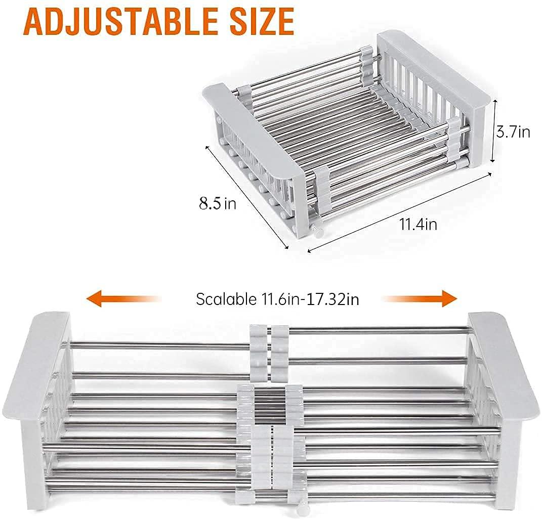 Fossa 20 Inch Sink Strainer Drain Telescopic Drain Basket with Adjustable Kitchen Drain Basket-4