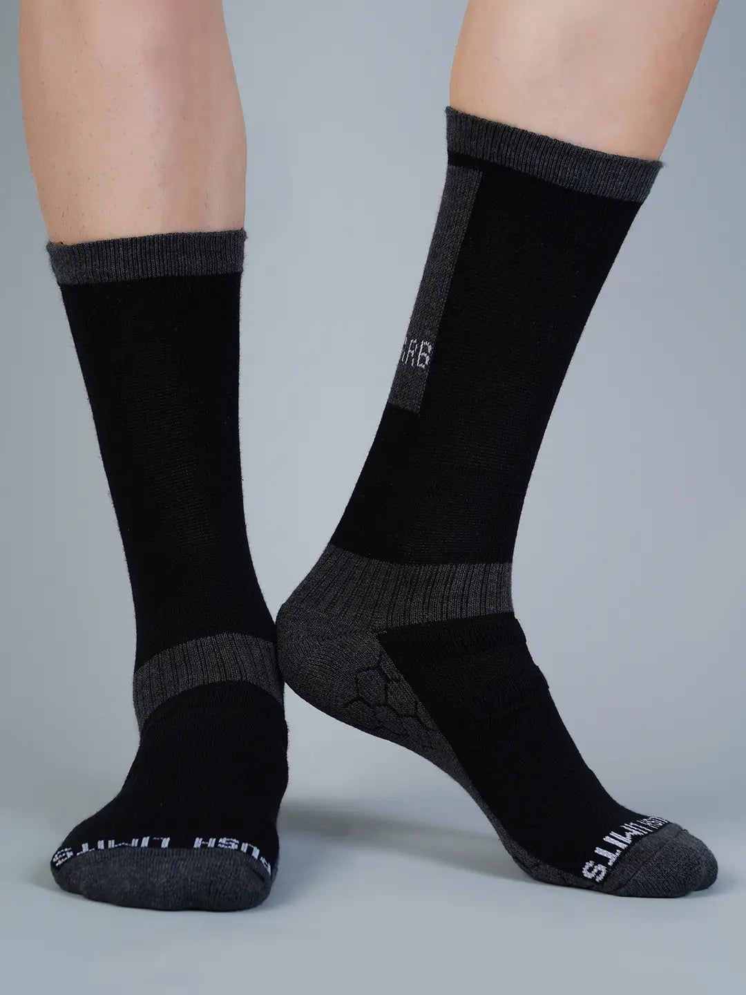 Pro+ PowerFit Athlete-Grade Performance Compression Sports Socks Crew Length - Pack of 2 Black, Grey-5
