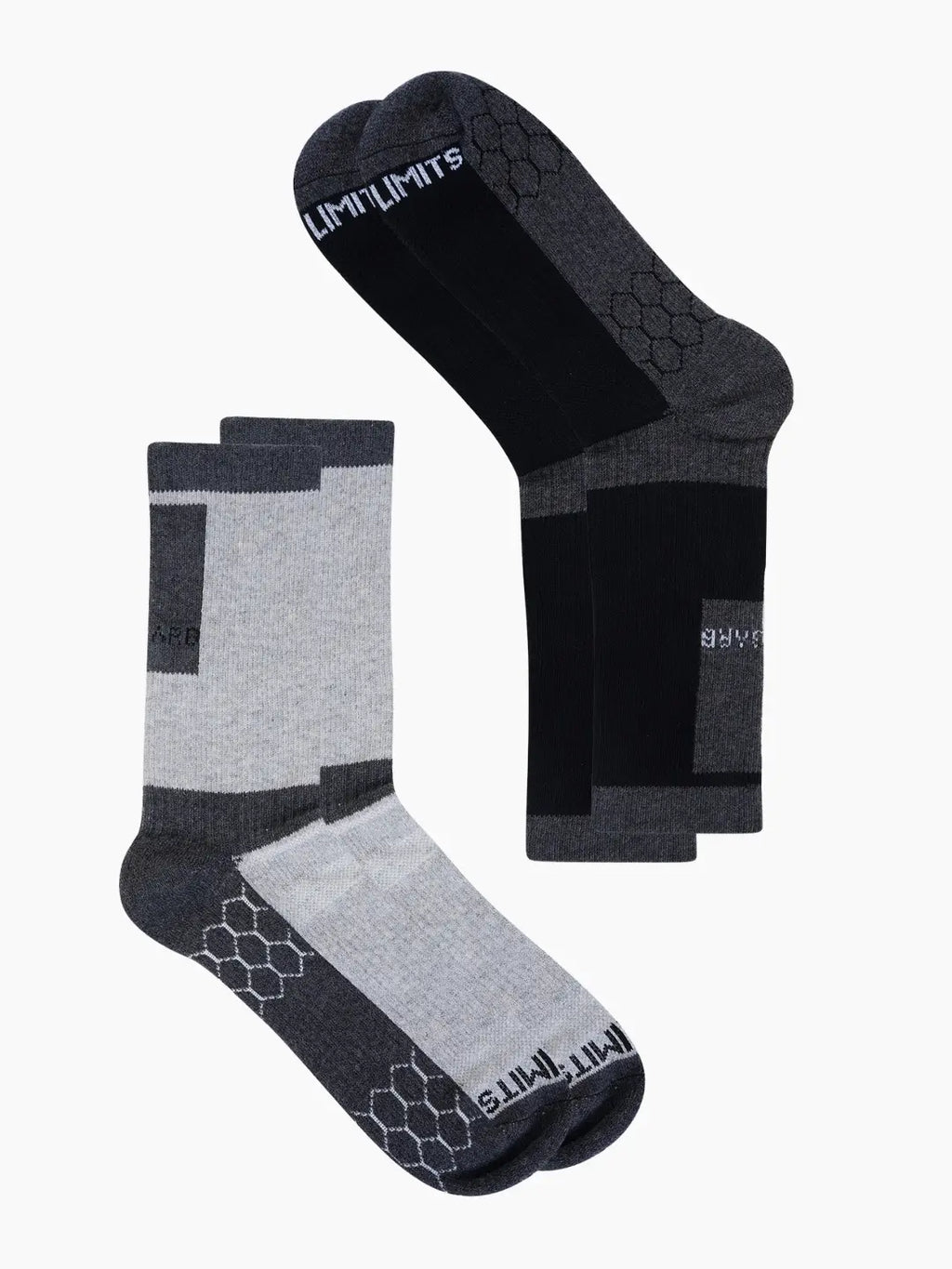 Pro+ PowerFit Athlete-Grade Performance Compression Sports Socks Crew Length - Pack of 2 Black, Grey-7