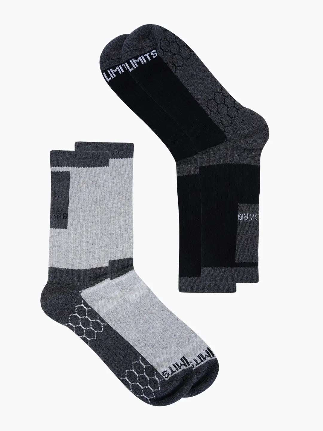 Pro+ PowerFit Athlete-Grade Performance Compression Sports Socks Crew Length - Pack of 2 Black, Grey-7