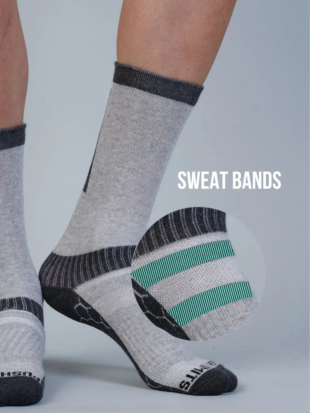 powerfit crew length grey speed strength sweat proof socks